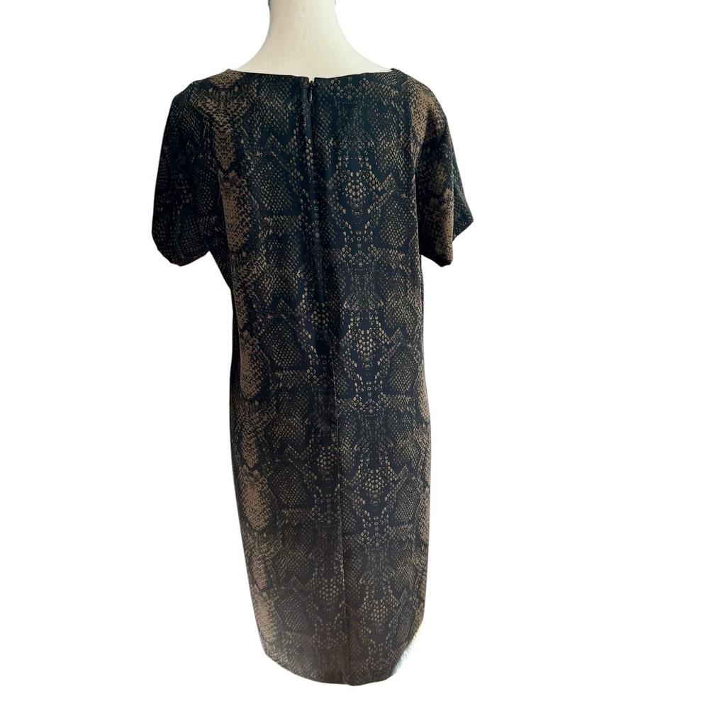 Nicole Miller Women 10 Dress Snake Skin Animal Print Short Sleeve Black Brown - Picture 2 of 6
